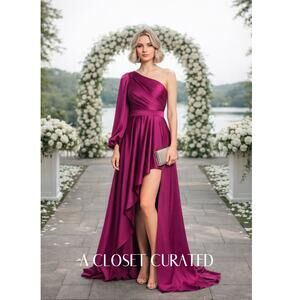 Mac Duggal Hi Low Gown 2 Berry Pink NEW 48141
